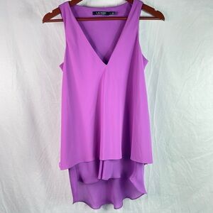 Lauren Ralph Lauren Hi Low Layered Tank Fuchsia Pink  Top Size XS Beachy Coastal